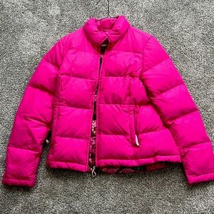Lilly Pulitzer hot pink ski jacket. Worn but in very good condition.